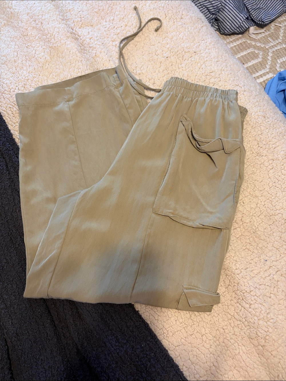 Olive Green Wide-Leg Utility Pants - Picture 3 of 4